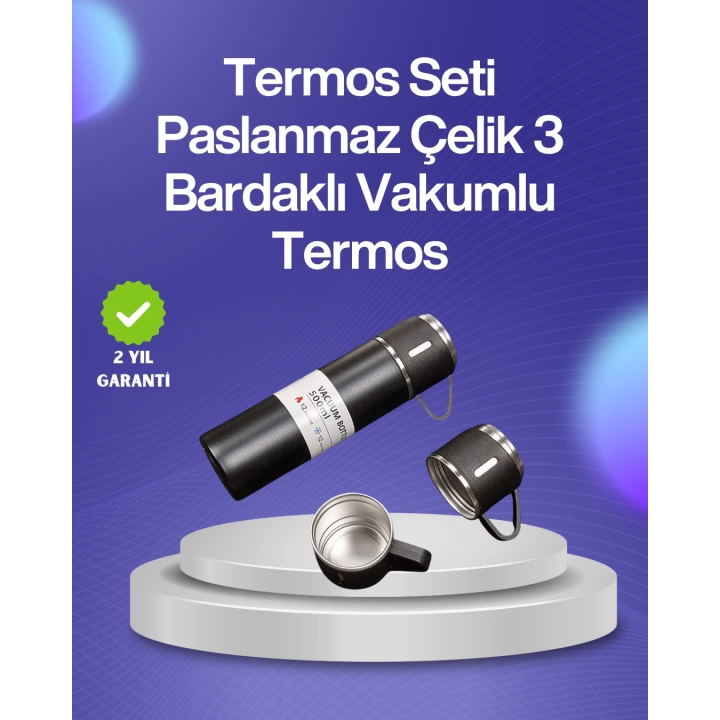 Paslanmaz Çelik Termos Seti | 500 ml Kapasite, 6-12 Saat Isı Koruma, Hediye Kutulu