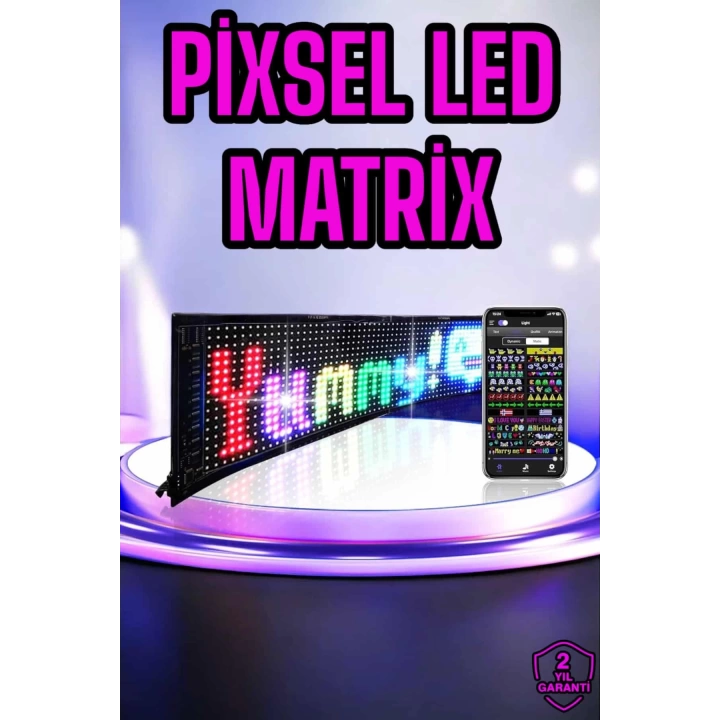 Piksel Led Matrix RGB Işıklı Led Yazılı Bluetooth Bağlantılı 16X64