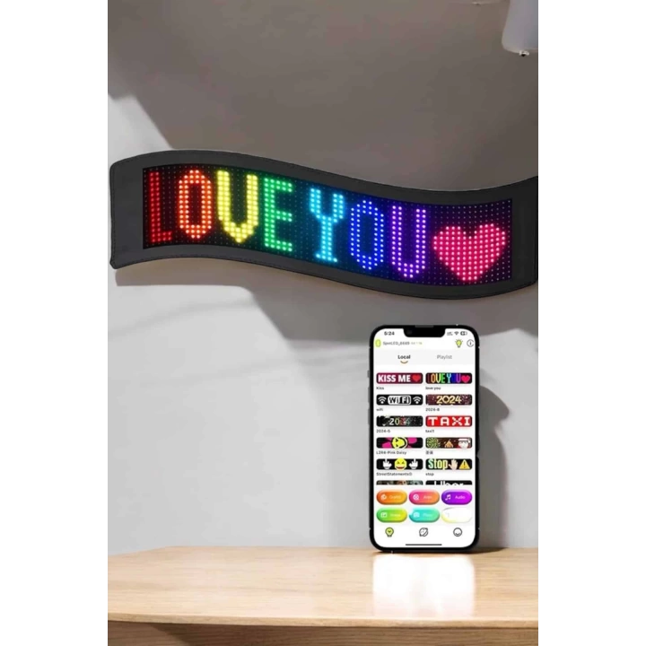 Piksel Led Matrix RGB Işıklı Led Yazılı Bluetooth Bağlantılı 16X64