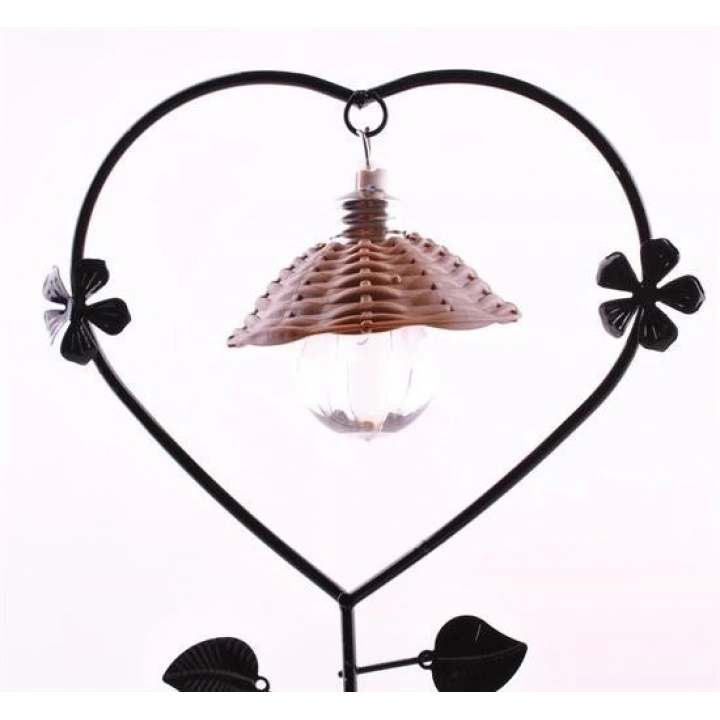 Pilli Işıklı Romantik Çift Tema Büyük Boy Dekoratif Ahşap Biblo