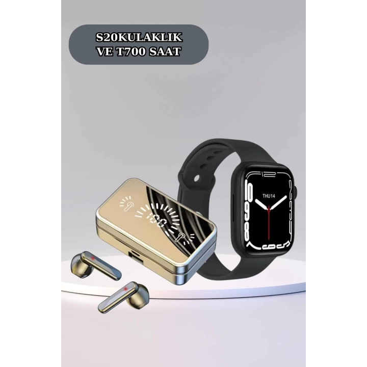 Powerbank Bluetooth Kulaklık Ve Yeni Model Akıllı Saat Seti ANC Özelliği Dokunamatik