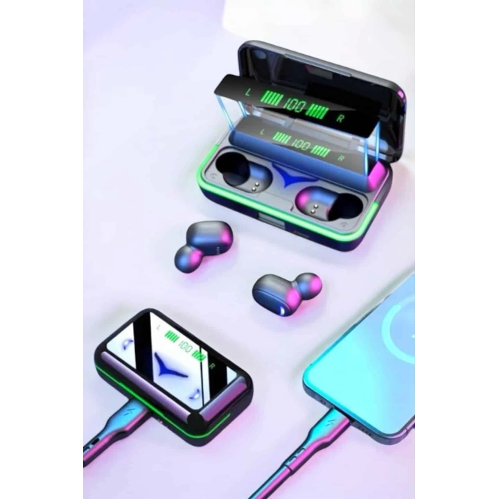 Powerbank Özellikli Kablosuz Bluetooth Kulaklık RGB Işıklı