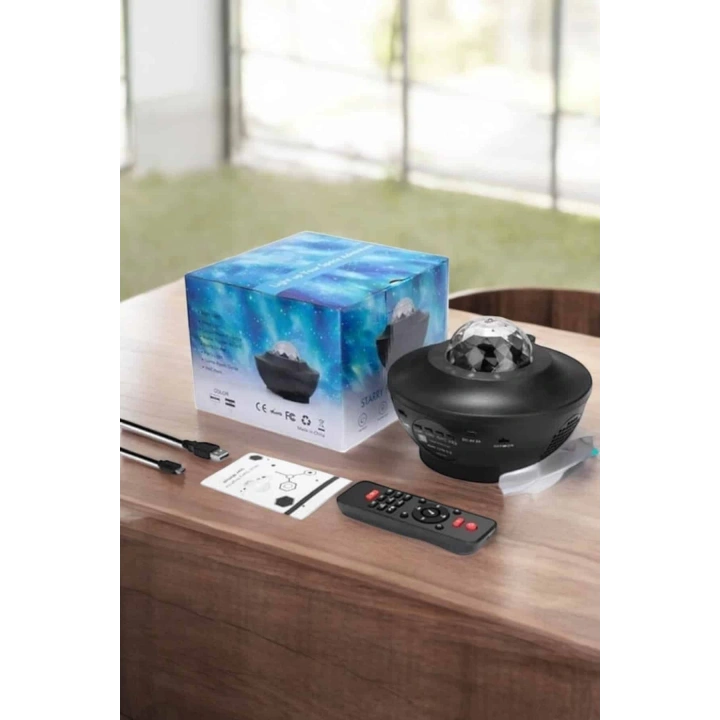 Projektör Yıldız Gece Lambası Disko Topu Bluetooth Bağlantılı Taşınabilir Şarjlı