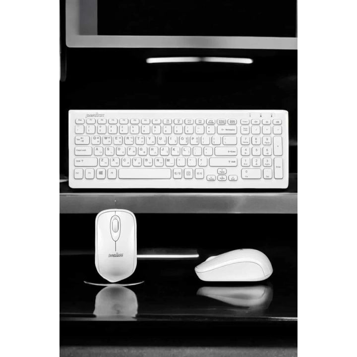 Q Klavye Beyaz Klavye Ve Mouse Seti Kablosuz USB Girişli
