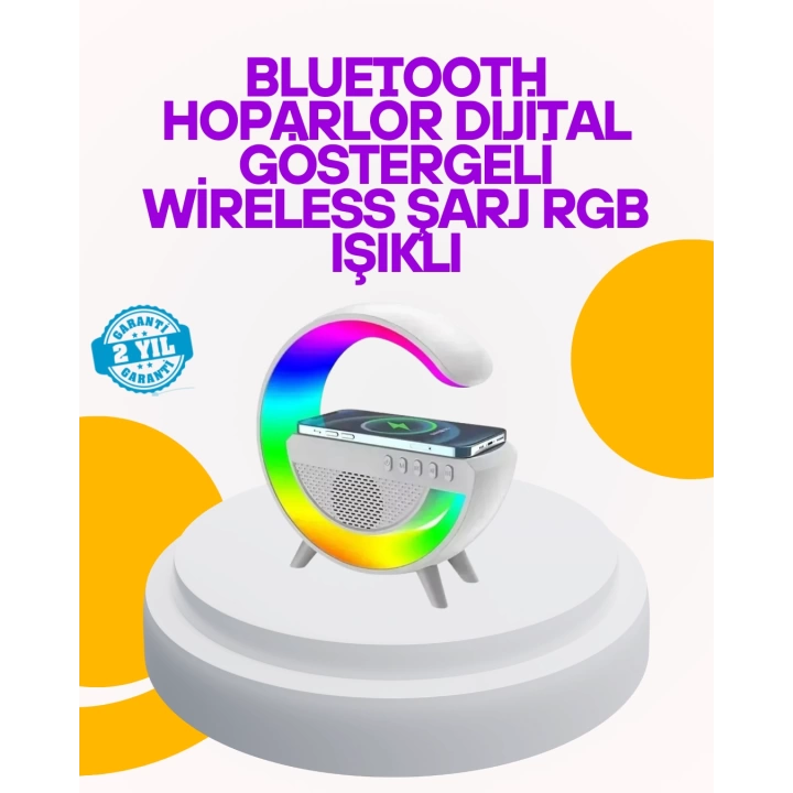 Renkli Işıklı 15W Kablosuz Şarjlı Masa Lambası