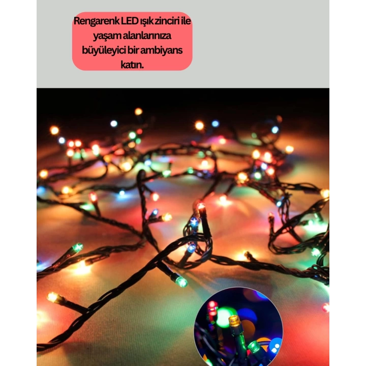 Renkli LED Işık Zinciri 8 Modlu Dekoratif Aydınlatma