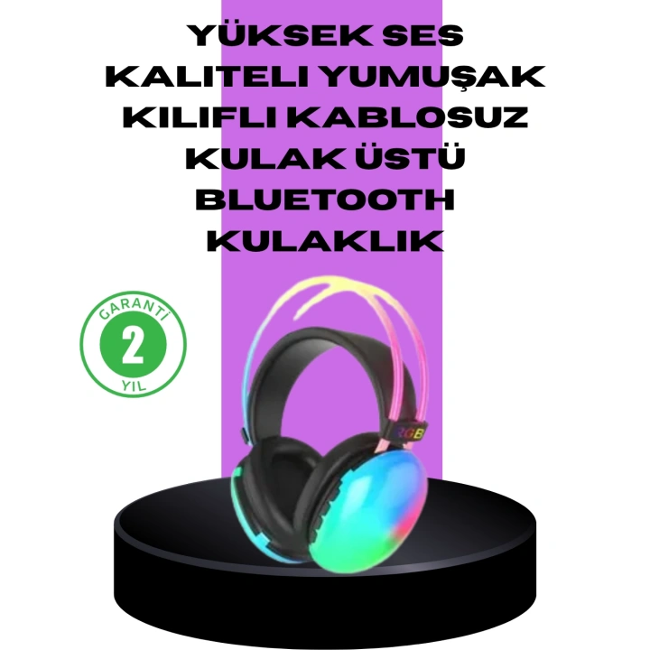RGB Aydınlatmalı Kablosuz Bluetooth Oyuncu Kulaklığı