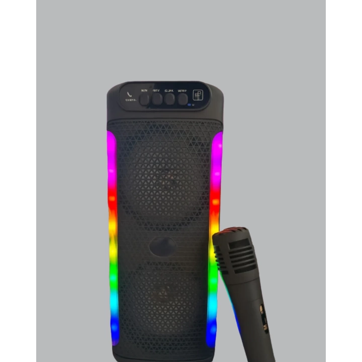 RGB Işıklı Çift Hoparlörlü Taşınabilir Bluetooth Speaker ve Mikrofon