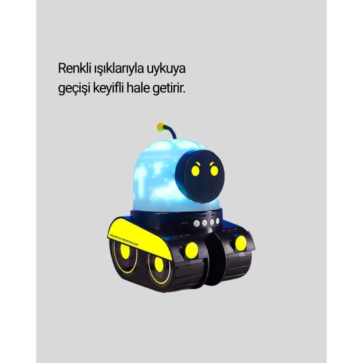Robot Tasarımlı Bluetooth Hoparlörlü Yıldızlı Gökyüzü Projektör