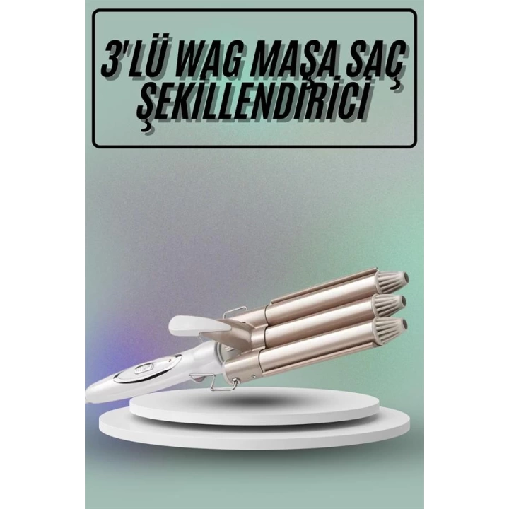 Saç Şekillendirici Wag Maşa Üçlü Yüksek Isı Ayarlı Seramik Kaplama