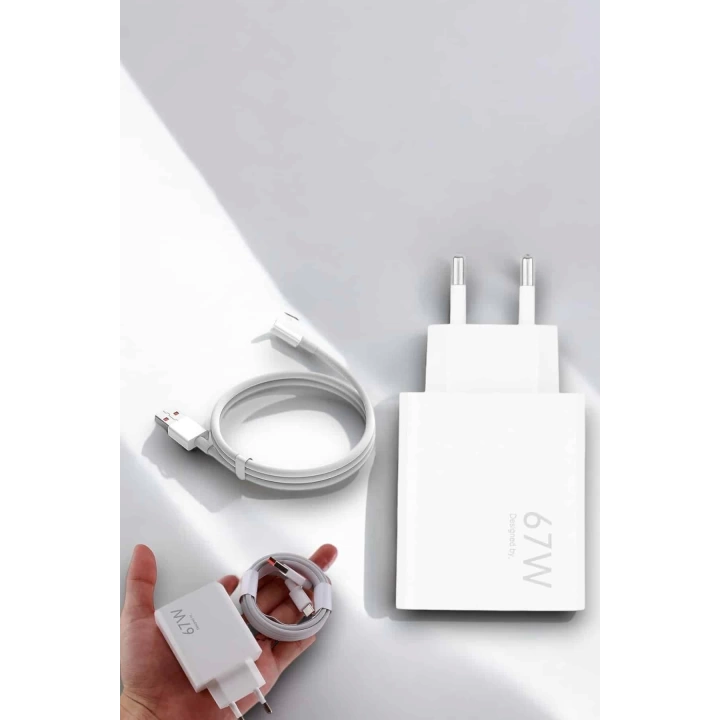Şarj Aleti 67W Hızlı Şarj Turbo Type-C Uyumlu Şarj Adaptörü Kablosu