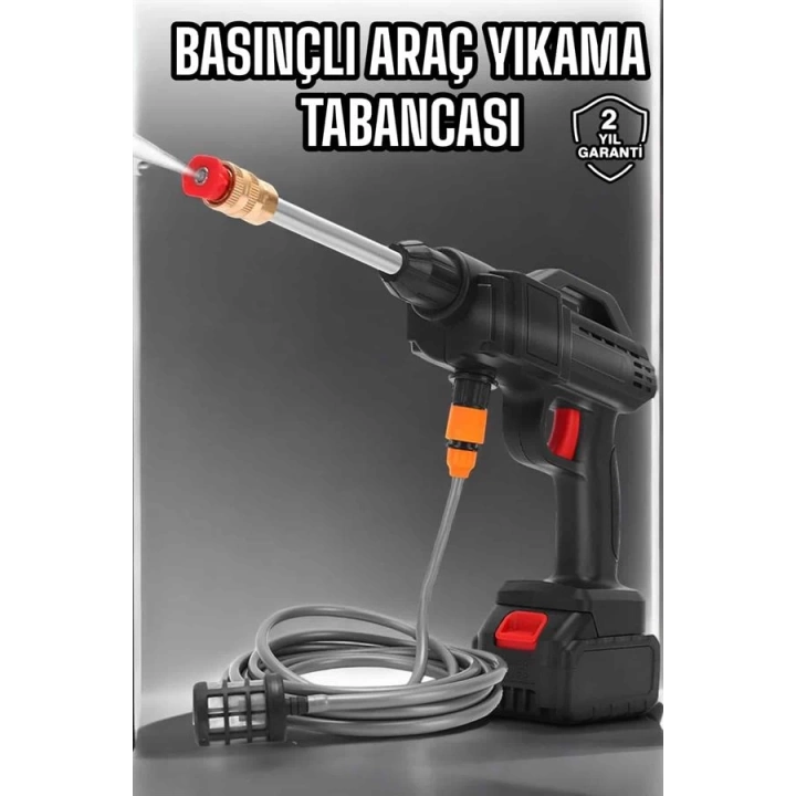 Şarjlı Oto Yıkama Tabancası Su Basınçlı Hazneli Bataryalı