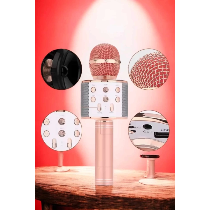 Şarjlı ve Uzun Pil Ömürlü Karaoke Mikrofon USB Bellek Destekli, Profesyonel Ses