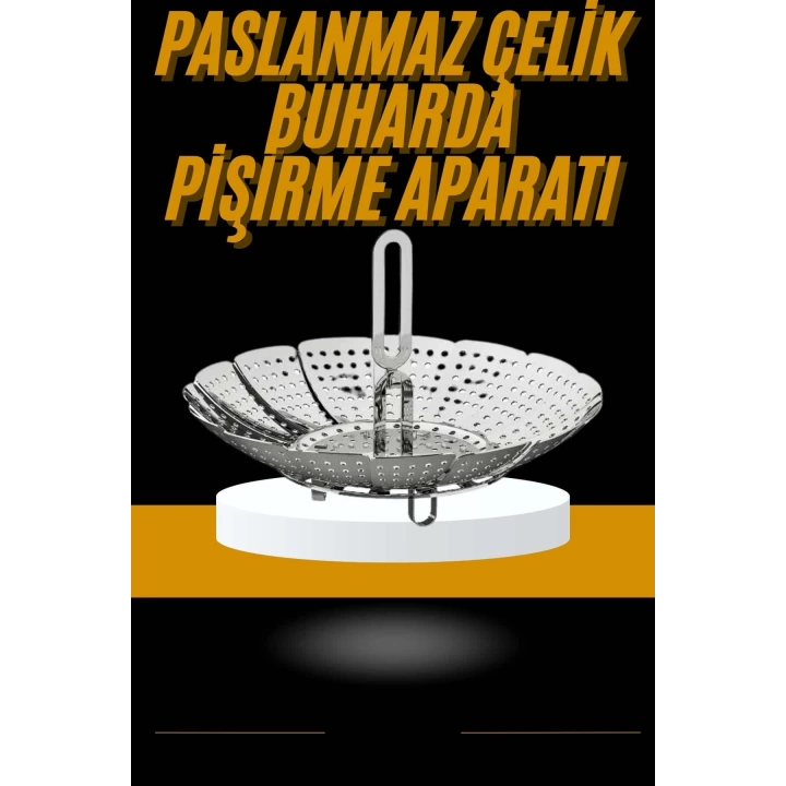 Sebze Haşlama Sepeti Paslanmaz Çelik Katlanabilir Buharda Pişirme