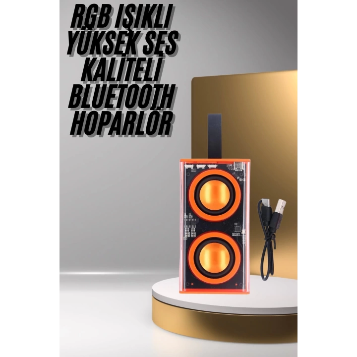 Şeffaf Taşınabilir Bluetooth Hoparlör Uzun Ömürlü Çift Hoparlörlü