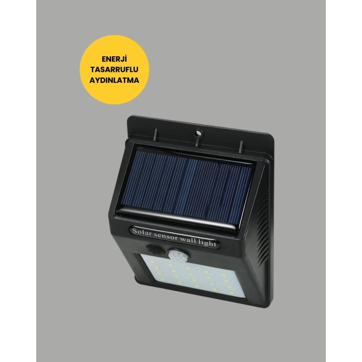 Sensörlü 20 LED Solar Duvar Lambası 3 Metre Algılama Mesafesi