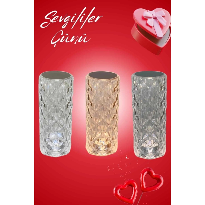 Sevgililer Günü İçin Hediye Kristal Lamba Sevgiliye Hediye USB Şarjlı Gece Lambası