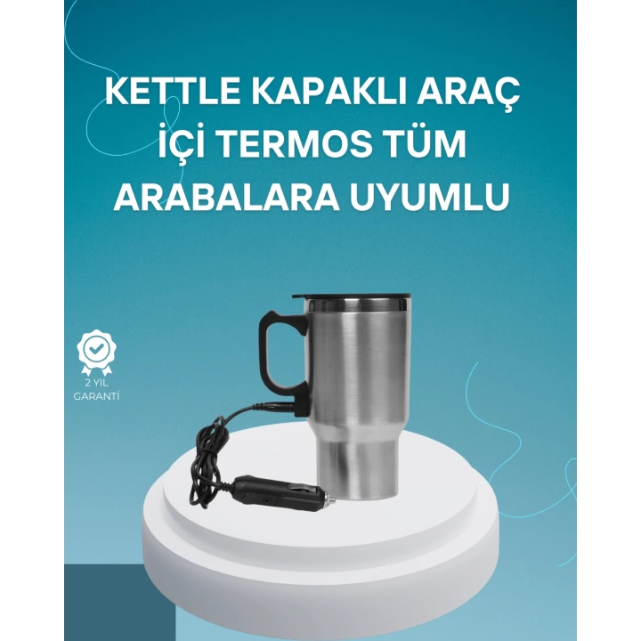 Seyahat Tipi Araç Çakmaklı Isıtıcı Çelik Termos Bardak