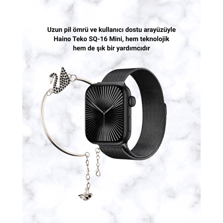 SQ-16 Mini Series 10 Akıllı Saat | Şık ve Hafif Tasarım, 3 Kordon Seçeneği