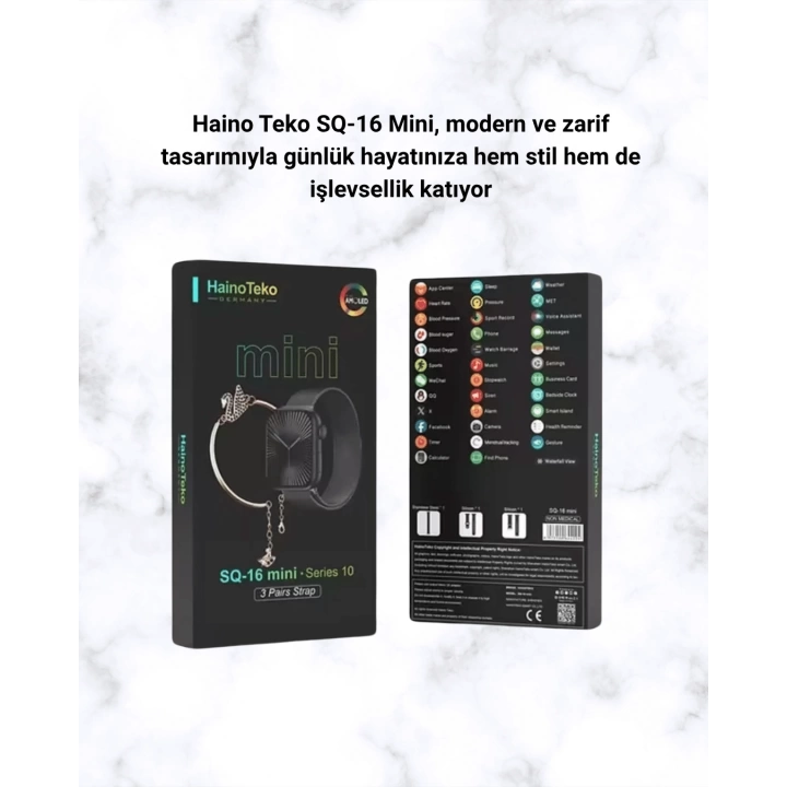 SQ-16 Mini Series 10 – Dokunmatik Akıllı Saat | Kalp Ritmi, SpO2, Uyku Takibi