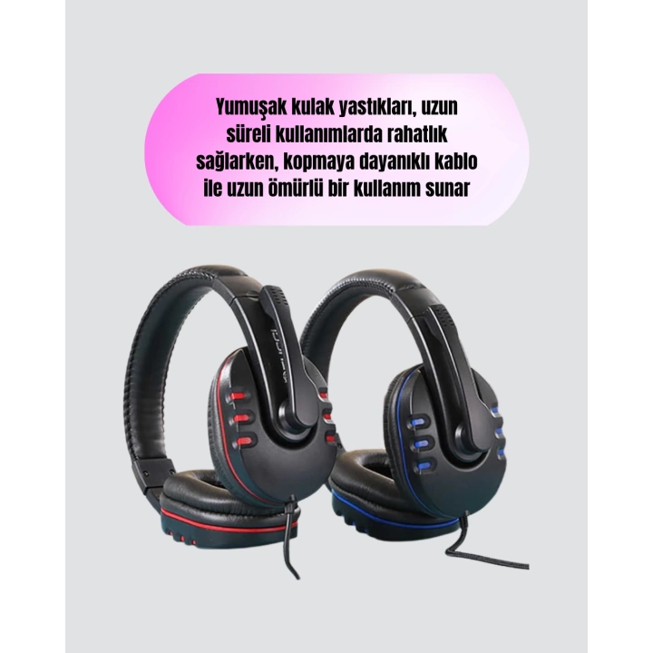 Stereo Mikrofonlu Kablolu Oyun Kulaklığı – Konforlu ve Net Ses İletimi