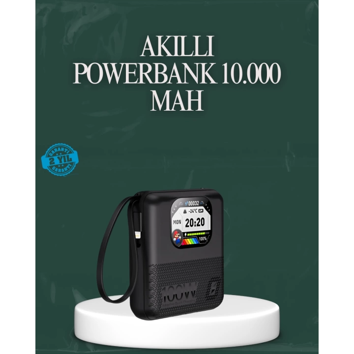 Su Geçirmez 10000 mAh Powerbank ve Akıllı Saat Özellikli Taşınabilir Şarj