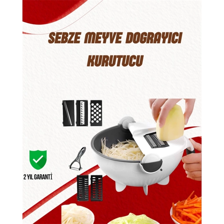 Süzgeçli Çok Fonksiyonlu Döner Rende ve Doğrayıcı