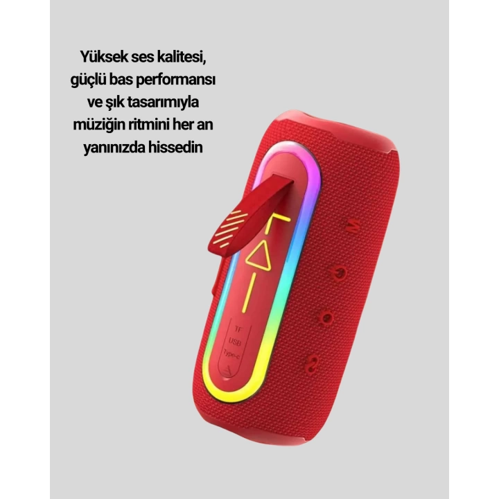 Taşınabilir Bluetooth Hoparlör Kırmızı IP67 Su Geçirmez