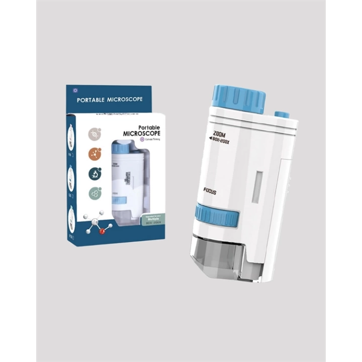 Taşınabilir LED Işıklı Cep Mikroskop – 80X–200X Büyütme