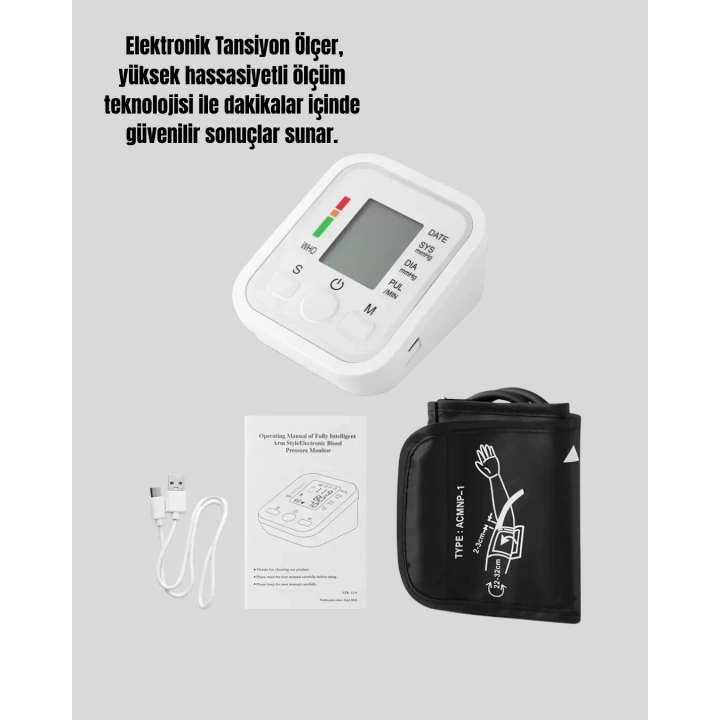 Taşınabilir Pil ve USB Girişli Tansiyon Aleti