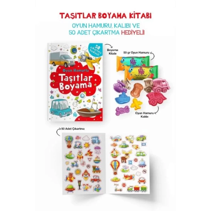 Taşıtlar Boyama Kitabı - Oyun Hamurlu - 3 Yaş +