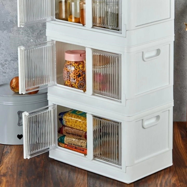 Tek Katlı (1 Ünite) Üst Üste Eklenebilir Demonte Mutfak ve Banyo Düzenleyici Raf-Beyaz