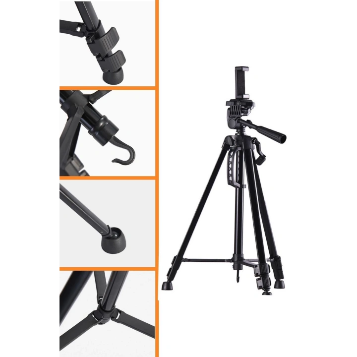 Telefon ve Fotoğraf Makinası Takılabilen Bluetooth Kumandalı 146 cm Tripod