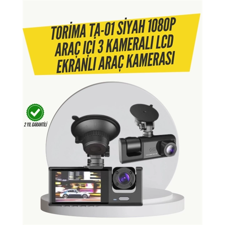 Torima TA-01 3 Kameralı 1080P Araç Kamerası Siyah