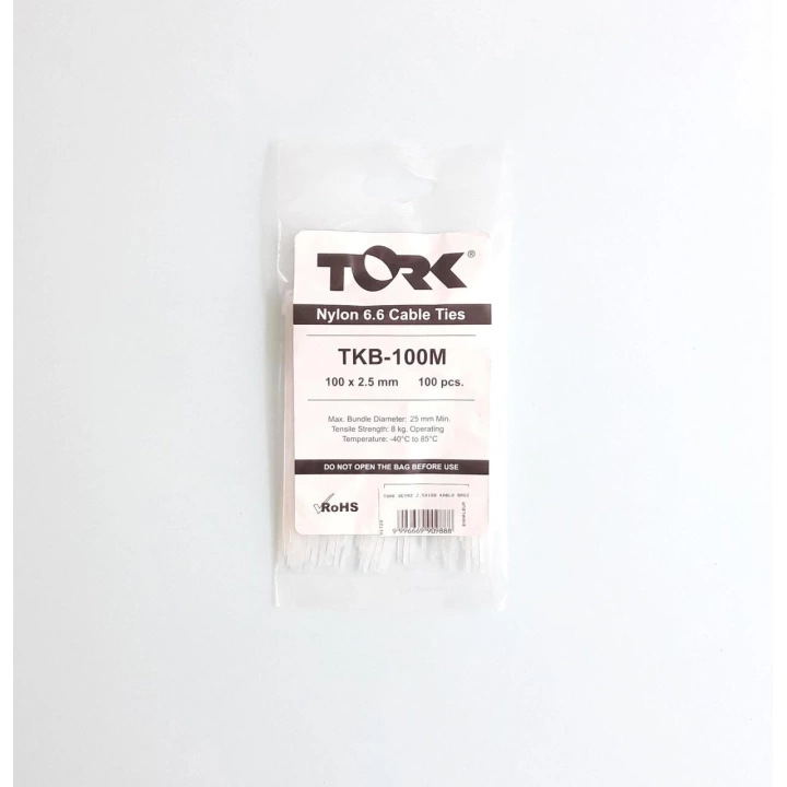 Tork Beyaz Kablo Bağı 2,5X100