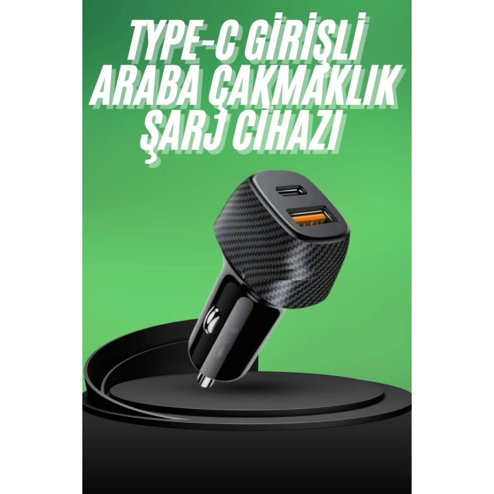 Type-C Girişli Araba Çakmaklık Şarj Cihazı 38W Oto Çakmaklık