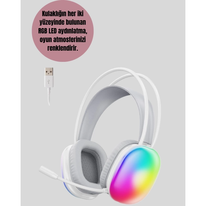 Type-C Şarjlı RGB Işıklı Bluetooth Oyuncu Kulaklığı