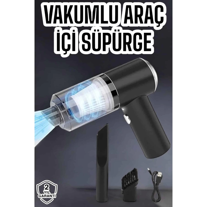 Üflemeli Güçlü Vakumlu Ev Ofis Araç Süpürgesi El Süpürgesi Şarjlı