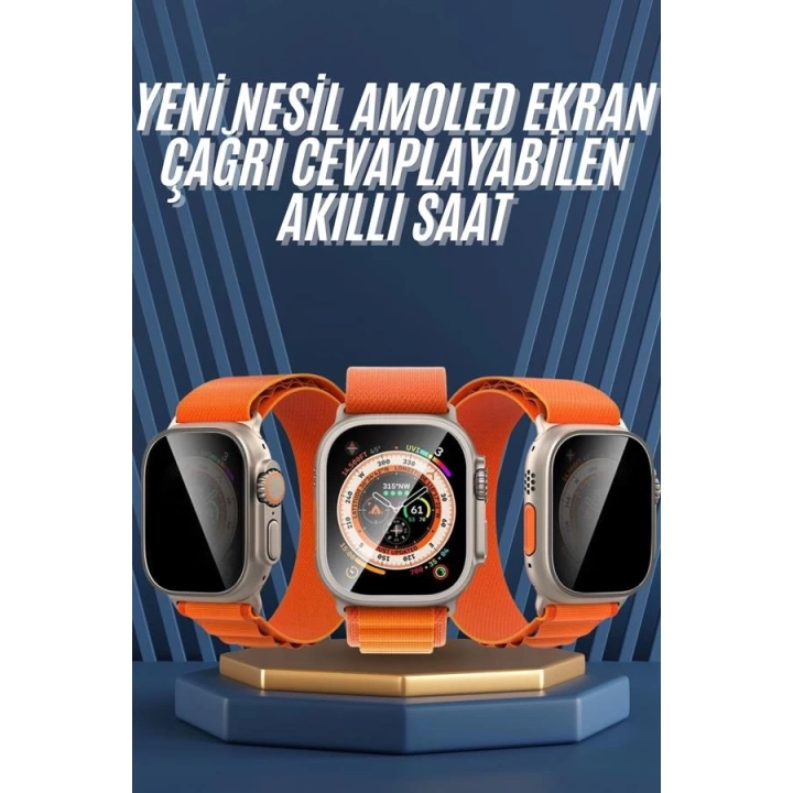 Ultra Max Kordon Kilitli Akıllı Saat Amoled Ekran Titreşimli Çağrı Cevaplayabilen