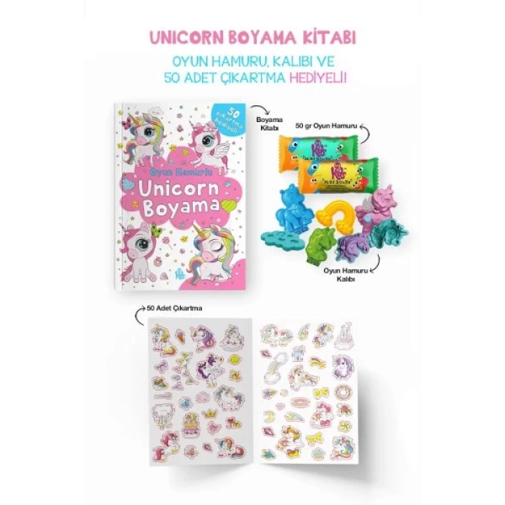 Unicorn Boyama Kitabı - Oyun Hamurlu - 3 Yaş