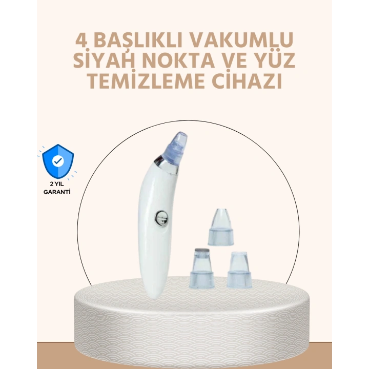 USB Destekli 4 Başlıklı Siyah Nokta Vakum Cihazı – Gözenek Temizleyici ve Cilt Yenileyici Bakım Aleti