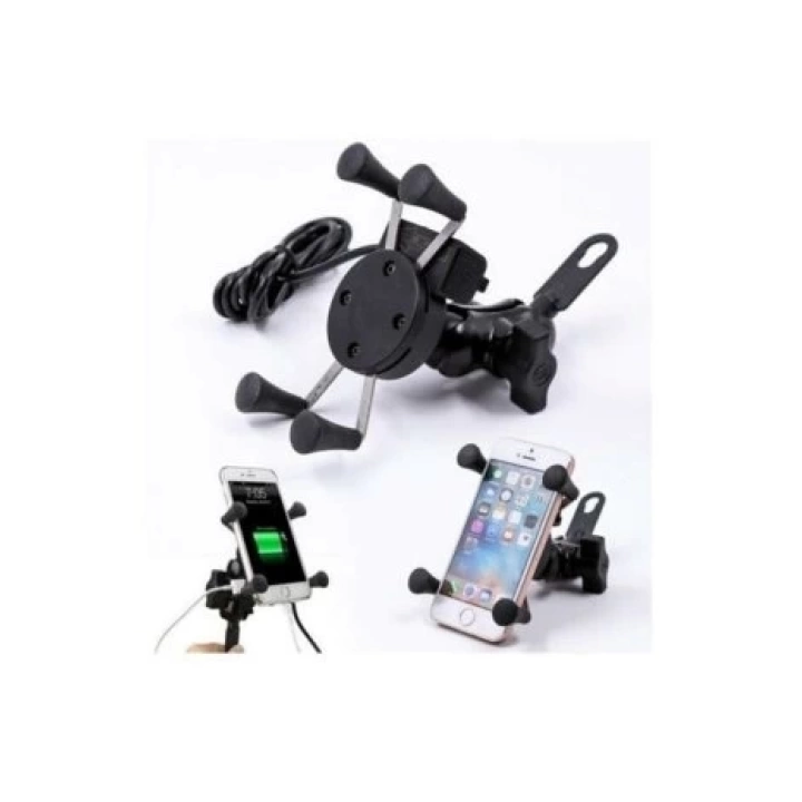 Usb Şarjlı Ayna Bağlantılı Motosiklet Telefon Tutucu Motor Tutacağı