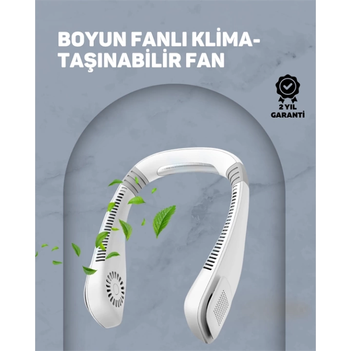 USB Şarjlı Giyilebilir Fan | 5 Kademeli Rüzgar Hızı, Sessiz Turbo Soğutma, 360° Hava Sirkülasyonu