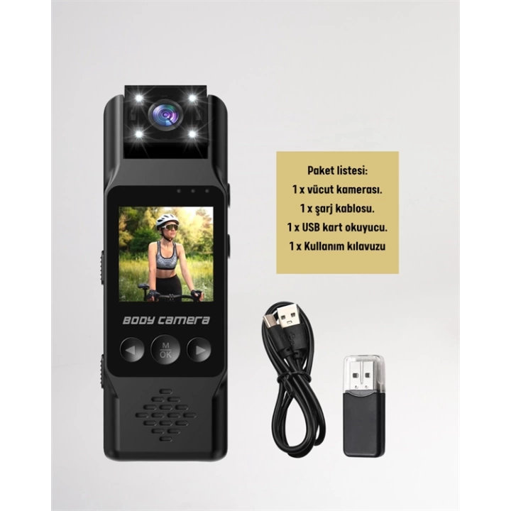 WiFi Destekli Mini Kamera – 180° Dönebilen Lens, 1080P Video, TFT Ekranlı