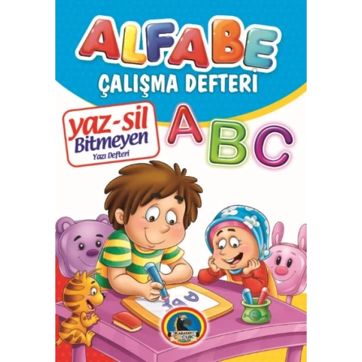 Yaz-Sil Alfabe Bitmeyen Yazı Defteri+Tahta Kalemi