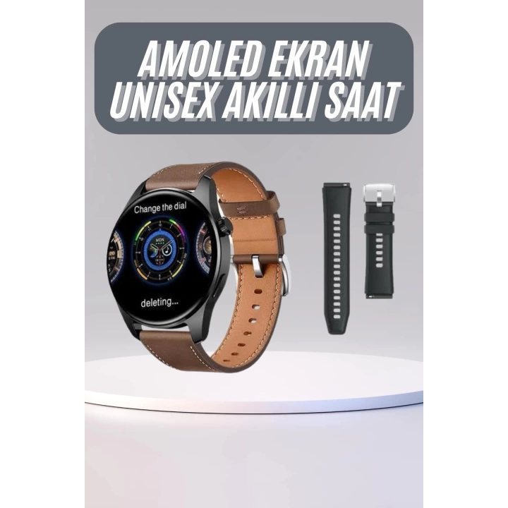 Yeni Nesil Akıllı Saat Çift Kordonlu 1.5 Inç Yuvarlak Ekran GPS ve NFC Uyumlu