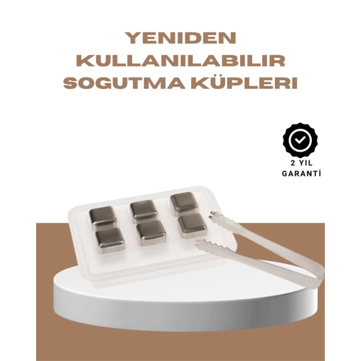 Yeniden Kullanılabilir 304 Çelik Metal Buz Küpleri 4lü Set