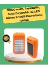 10000 mAh Güneş Enerjili Taşınabilir Şarj Cihazı ve Aydınlatma Cihazı