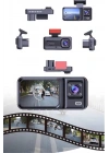 1080P 3 Lensli WİFİ Araç İçi Kameralı Ekran DVR Kaydedici Gece Görüşlü