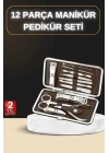 12 Parça Manikür Pedikür Seti Özel Deri Çanta El Ayak Bakımı Akne ve Sivilce Temizleme
